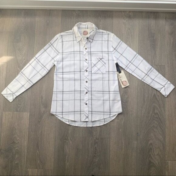 Anthropologie Ash and Ember Button Down Shirt Plaid Western Country Size XS - Picture 2 of 16